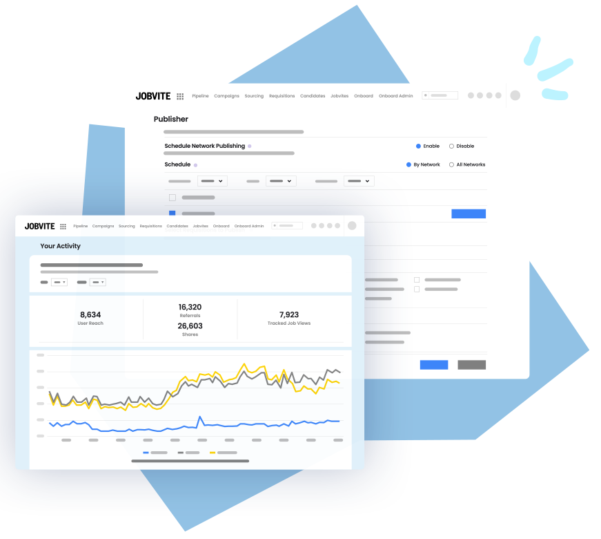 Screenshots of Jobvite's employee referral program software interface
